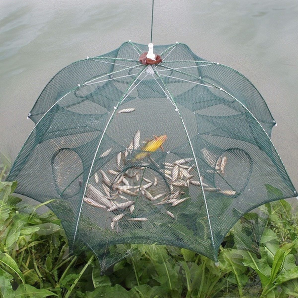 Durable 4-20 Holes Automatic Folding Fishing Net Shrimp Cage Nylon Foldable Crab Fish Trap Cast Net Cast Folding Fishing Network