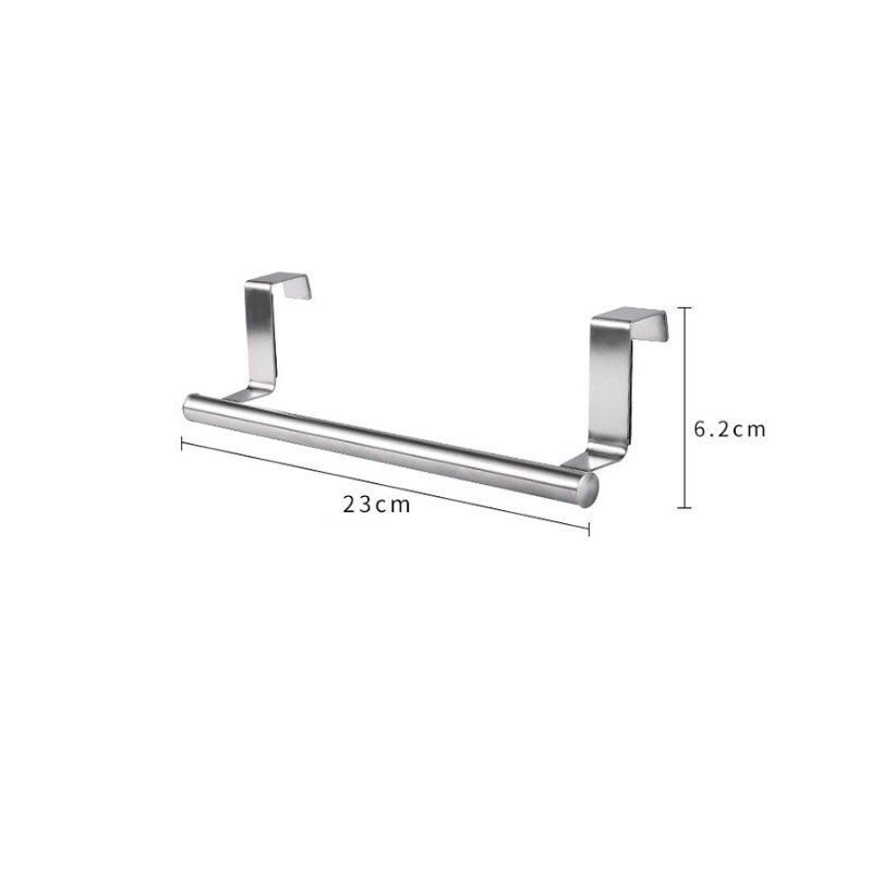 Stainless Steel Over Door Towel Rack Hanging Holder Bathroom Kitchen Apron Towel Storage Hanger Home Cabinet Organizer Shelf: 23x6.2cm