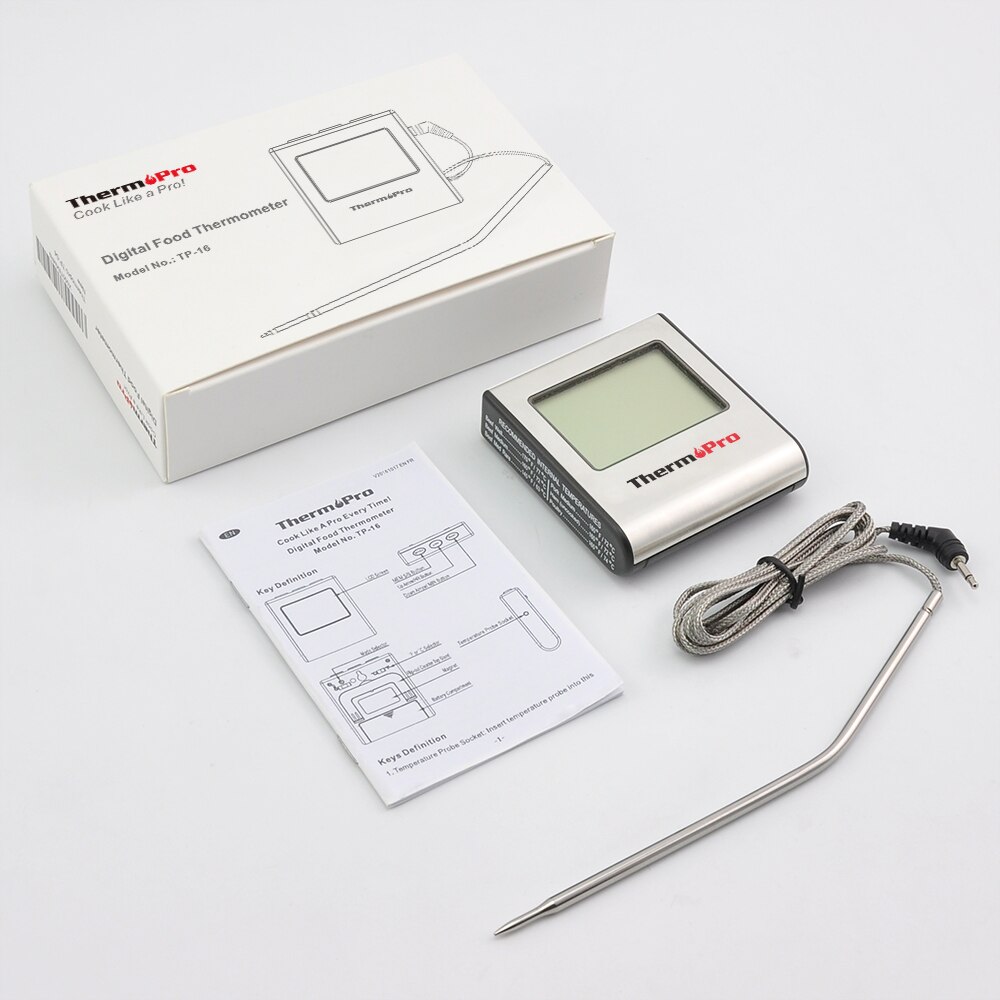 Thermopro TP16 LCD Digitale Koken Keuken Vlees Thermometer voor Grill Oven Roker Klok Timer