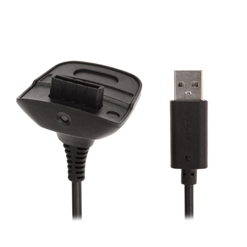 Zwarte usb-oplaadkabel voor gamecontroller, draadloze controller, gamepad, joystick, voeding en oplaadkabel voor xbox 360
