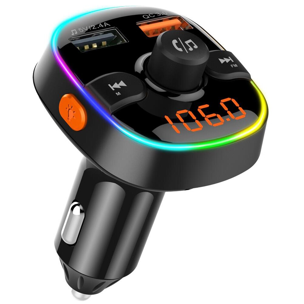 Bluetooth Fm Modulator Voor Auto Handfree Autoradio MP3 Speler Fm-zender Dual Usb Fast Car Charger Kleurrijke Sfeer Licht