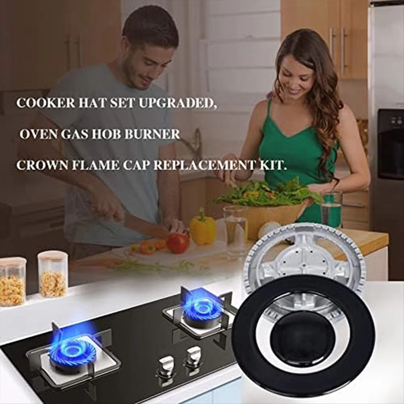 Cooker Hat Set Practical Tool Burners Crowns And Flame Caps Set Oven Flame Ranges Caps Set Metal Texture Forstove