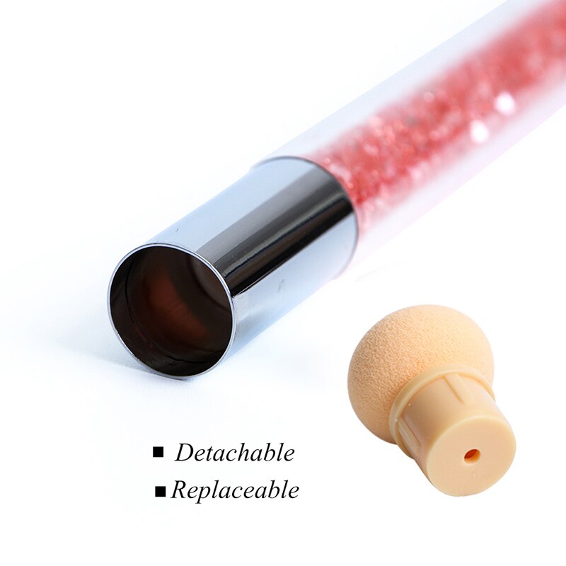1 Set Double-headed Gradient Brushes Dust Brush Acrylic Rhinestone Sponge Nail Art Brush For Ombre Gradient Nails Manicure Tool