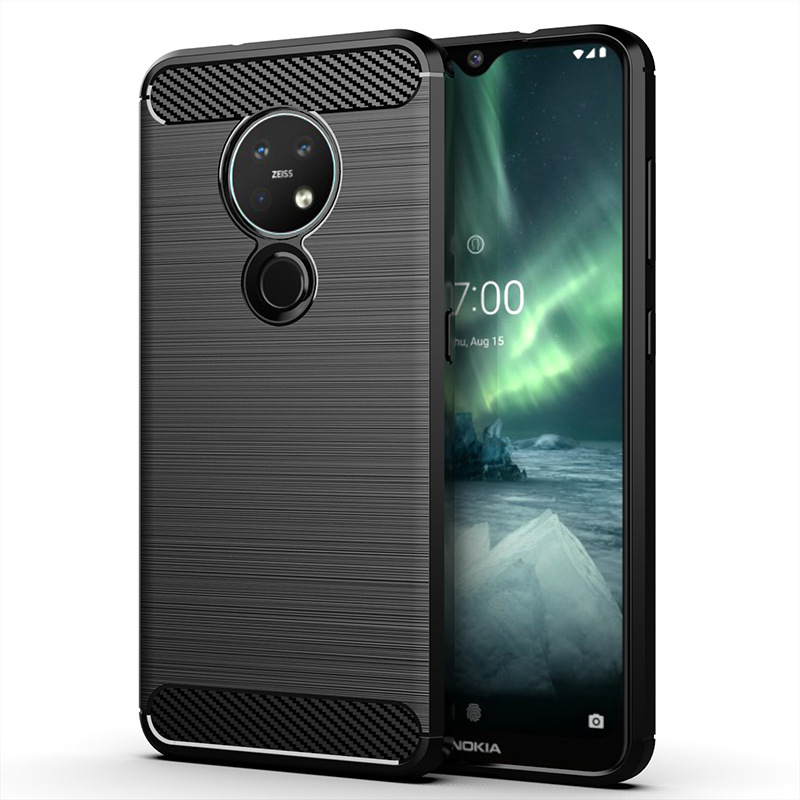 Para Nokia 7,2 TA-1196 funda Dual silicona resistente armadura suave funda para Nokia 7,2 Fundas protectoras Coque: Black