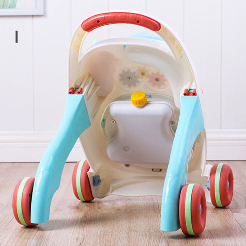Småbørn baby rollator legetøj første trin bil multifunktionel vognvogn roll-to-stand musikalsk rollator med justerbar skrue 6-18 m