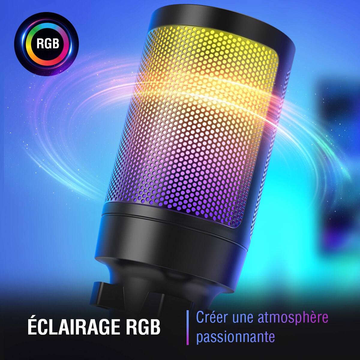 FIFINE USB kondensatorowy mikrofon do gier, do komputera PC PS4 PS5 MAC z filtrem popowy, mocowaniem przeciwwstrząsowym i regulacją wzmocnienia dla podcastów, Ampligame A6V