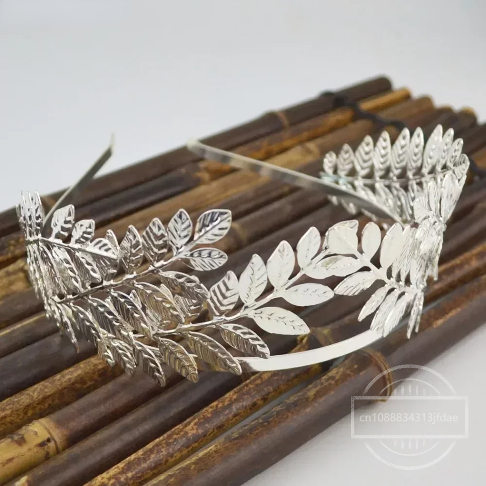 Diadema barroca de hoja de Metal dorado, tocado, corona, Tiaras, tocado, diosa romana, joyería para el cabello griego, accesorios de boda para novia