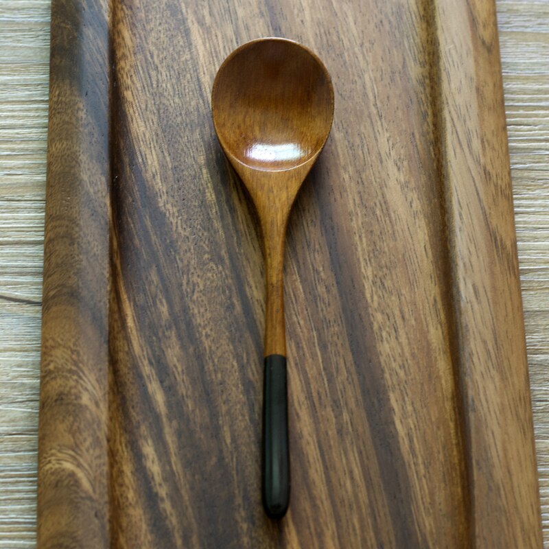 Negro rojo mango de madera cuchara Mini cucharas para sal hermosas artesanías 10 Uds de madera cocina cuchara