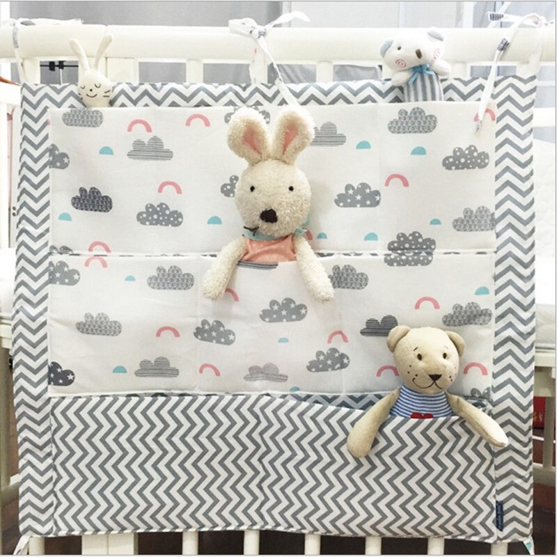 Babybedje Zak Opknoping Opbergtas Wieg Baby Bed Bumper Opknoping Opbergtas Multi-Functionele Mousseline Baby Beddengoed Bumper nachtkastje: NO15