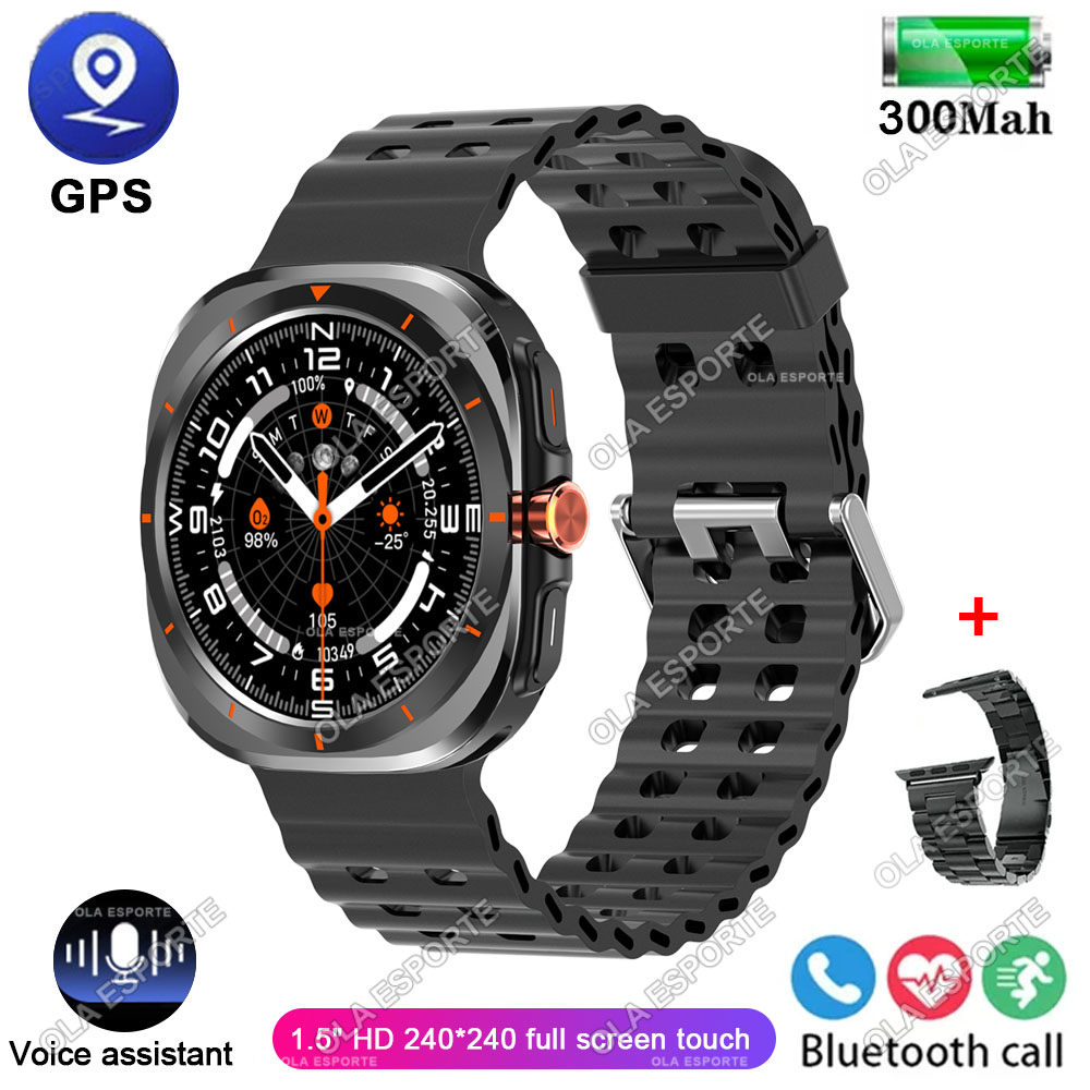 Watch 7 Ultra GPS Smartwatch 1.52'' AMOLED BT Calls Blood Oxygen Monitoring Waterproof Outdoor Smart Watches for Man For Samsung: Yellow