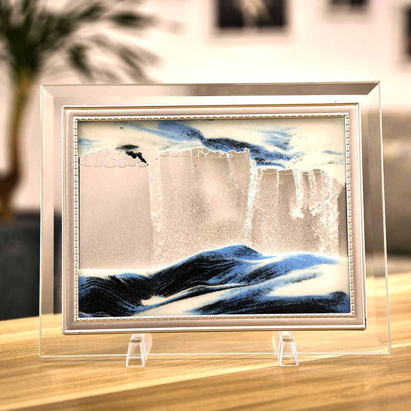 Glas kviksand flow landskab male kontor stue 3d glas fotoramme flyt sand billede timeglas indretning male