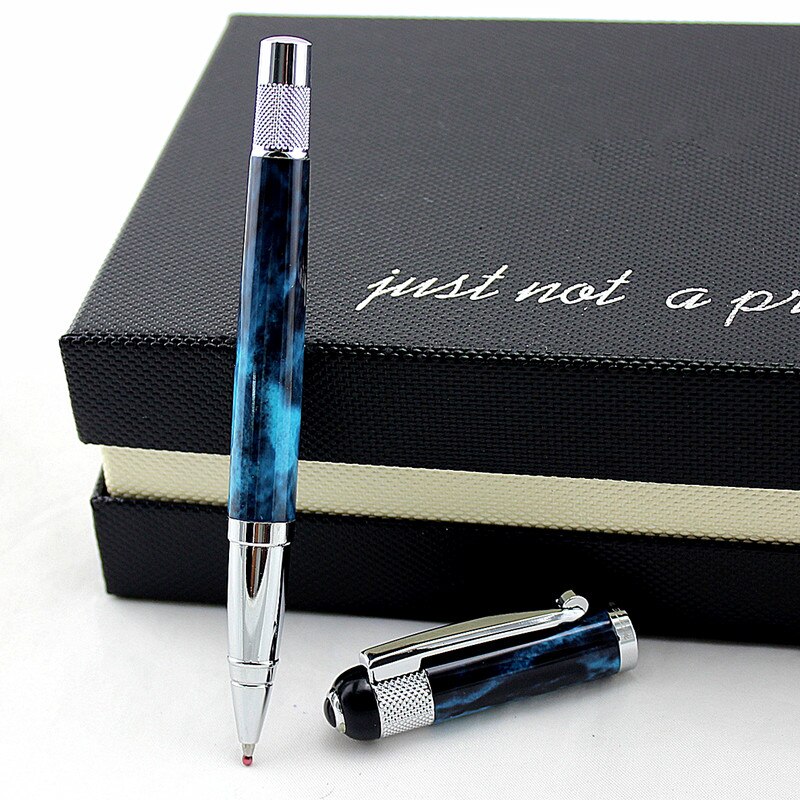 Luxury Blue marble Metal Ballpoint Pen 0.5MM Nib Ball Pens for School Office Supplies: E