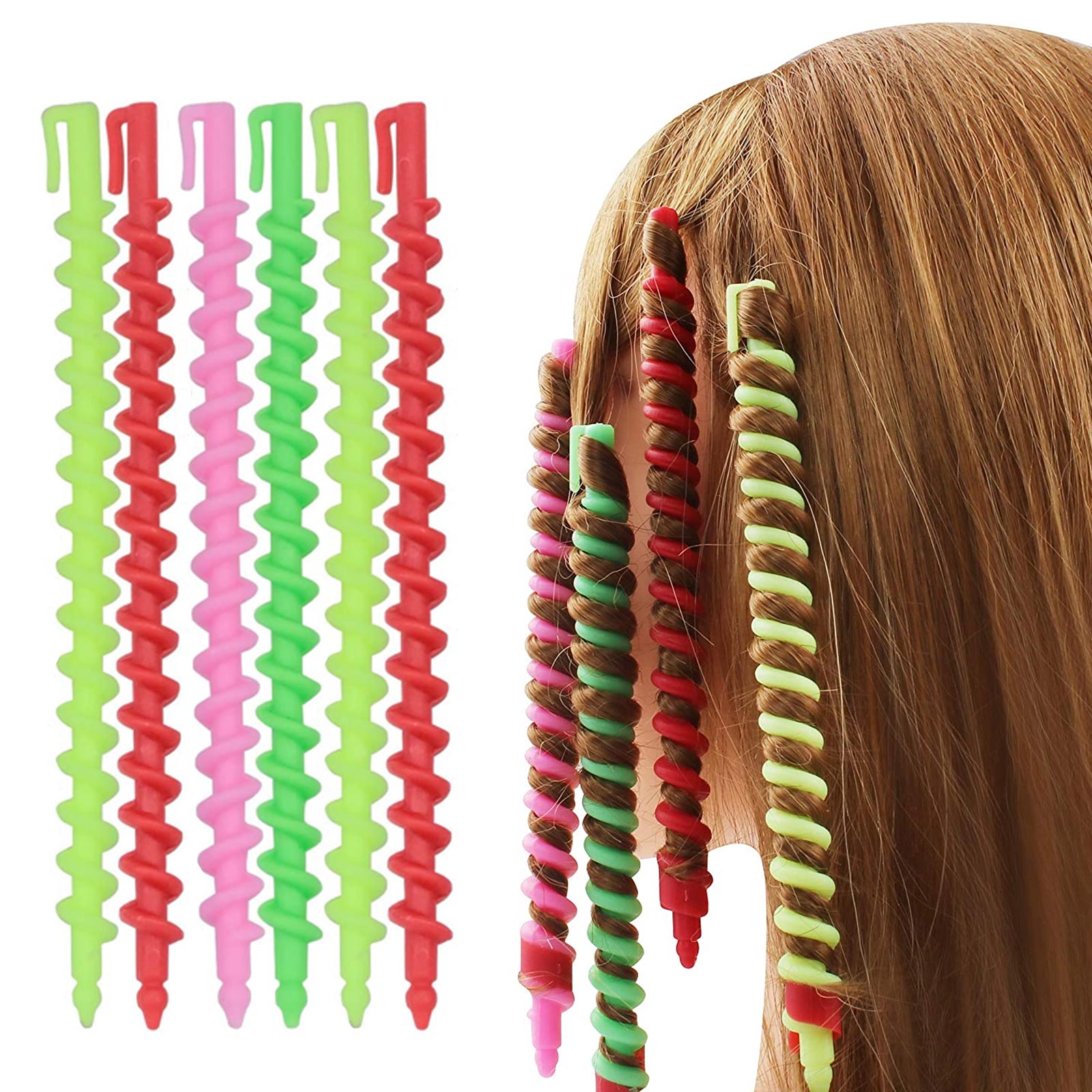 40 stücke Lange Spirale Haar Lockenwickler Keine Wärme Spirale Locken Styling Rollen Zubehör für Hause Salon DIY Haarstyling-gelee Zufällige Farben