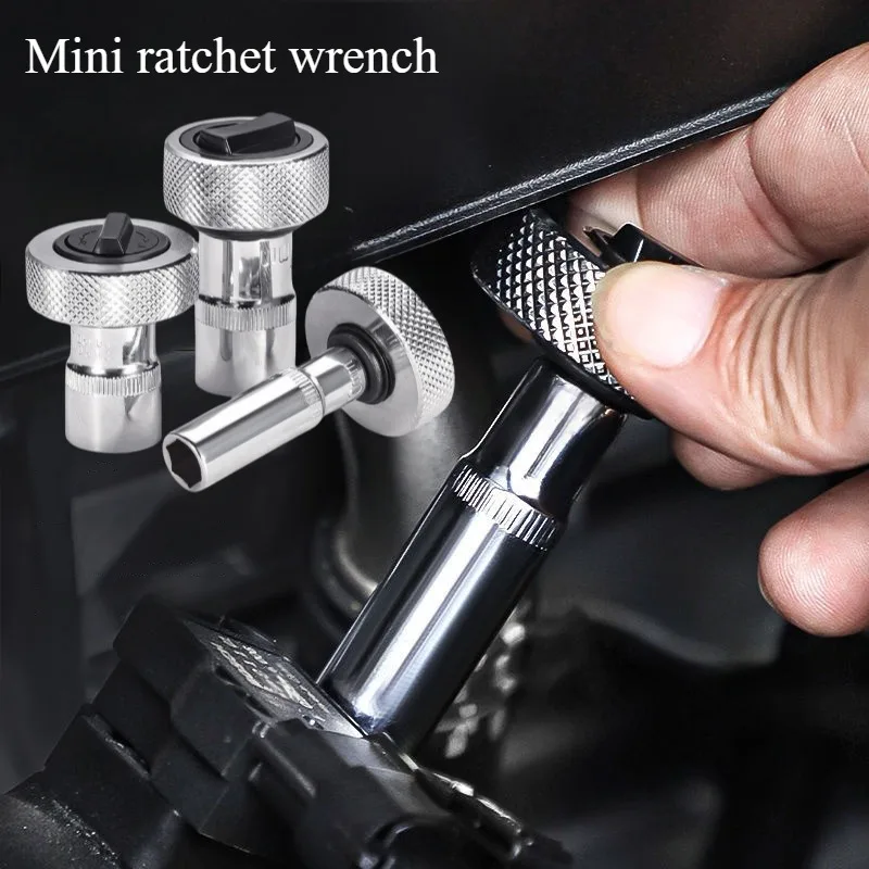 Mini llave de trinquete de 1/4 ", 3/8", 1/2 ", accionamiento pequeño, enchufe rápido, portátil, dedo de Palma de acero completo, herramienta cuadrada bidireccional Reversible