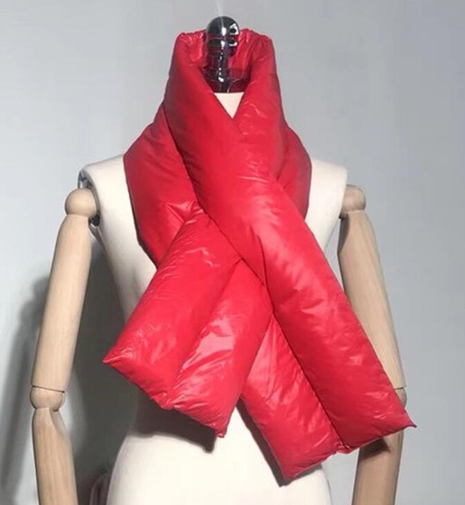 Dun fjer tørklæde kvinder mænd vinter tørklæde krave ring tyk varm ensfarvet elskere tørklæder 112*20cm: Rød