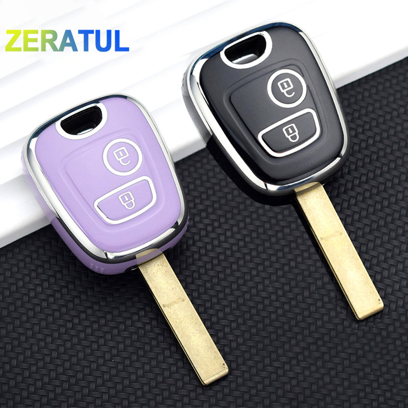 TPU Auto Afstandsbediening Sleutel Case Cover Shell Fob Sleutelhanger Voor Peugeot 107 206 207 307 Voor Citroen C1 C2 C3 C4 Voor Toyota Aygo