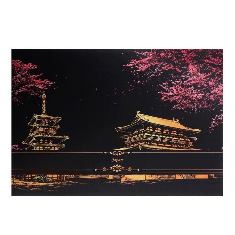 2 Sheets Scratch Pictures Paper 41x29cm Set Screen Postcard DIY