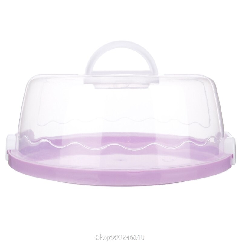 Portable Plastic Round Cake Box Cupcake Dessert Container Case Sealing Handheld Carrier Wedding Birthday Supplies S19: Purple