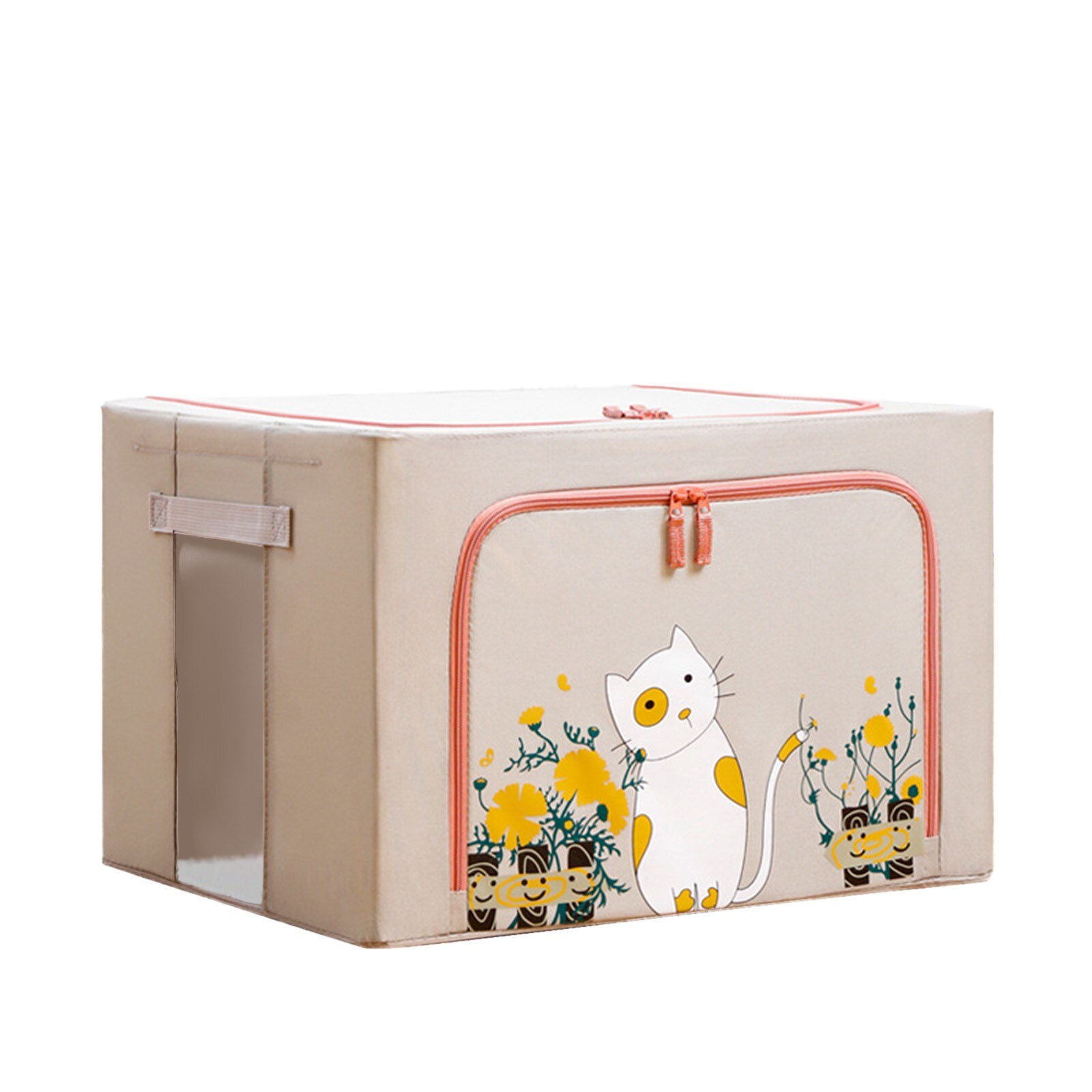 40# Foldable Storage Box Large-capacity Rectangular Organization Linen Fabric With Zipper Moisture-proof Toys Quilt Storage Box: C