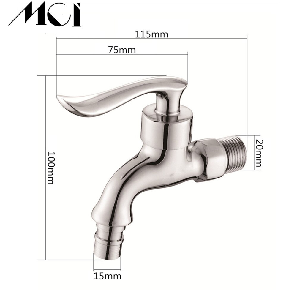 Bibcocks-hana ulkopuutarhaan kromi messinki seinäteline kylpyhuoneen nurkkaan pesukone hana kylpy wc moppi allashana mci -b001