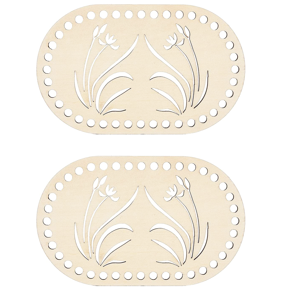 2 stk. naturlig trekurvbunn, fast heklet kurv, trebunn til diy-kurvfletting, forsyninger til hobbylaging, hjemmedekorasjon: misligholde tittel