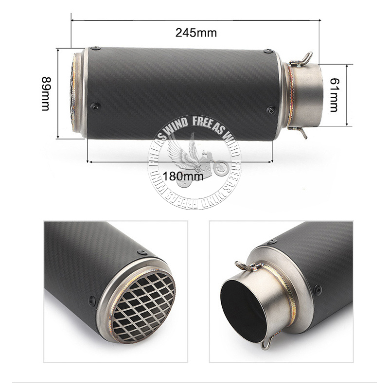 51mm 60mm 63mm Carbon Fiber sc Motorcycle Exhaust Muffler Escape for Motorcycle GP-project Universal Exhaust Modified Accessorie