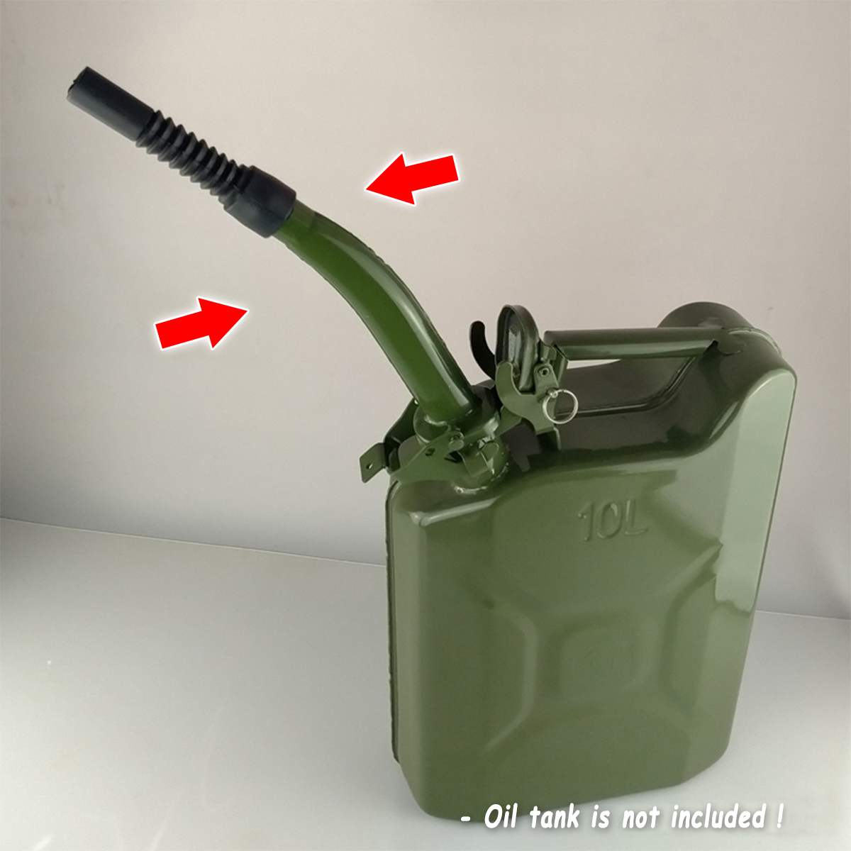 Jerry Cans Flexible Metal Pouring Spout For 5/10/20L Gerry With Sealing Rubber Gaske Fuel Nozzel Deep Green