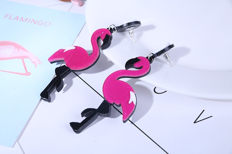 Mode Grote Acryl Flamingo Oorbellen Voor Vrouwen Meisje Punk Vogels Dangle Lange Oorbellen Vrouwelijke Brincos Partij Sieraden