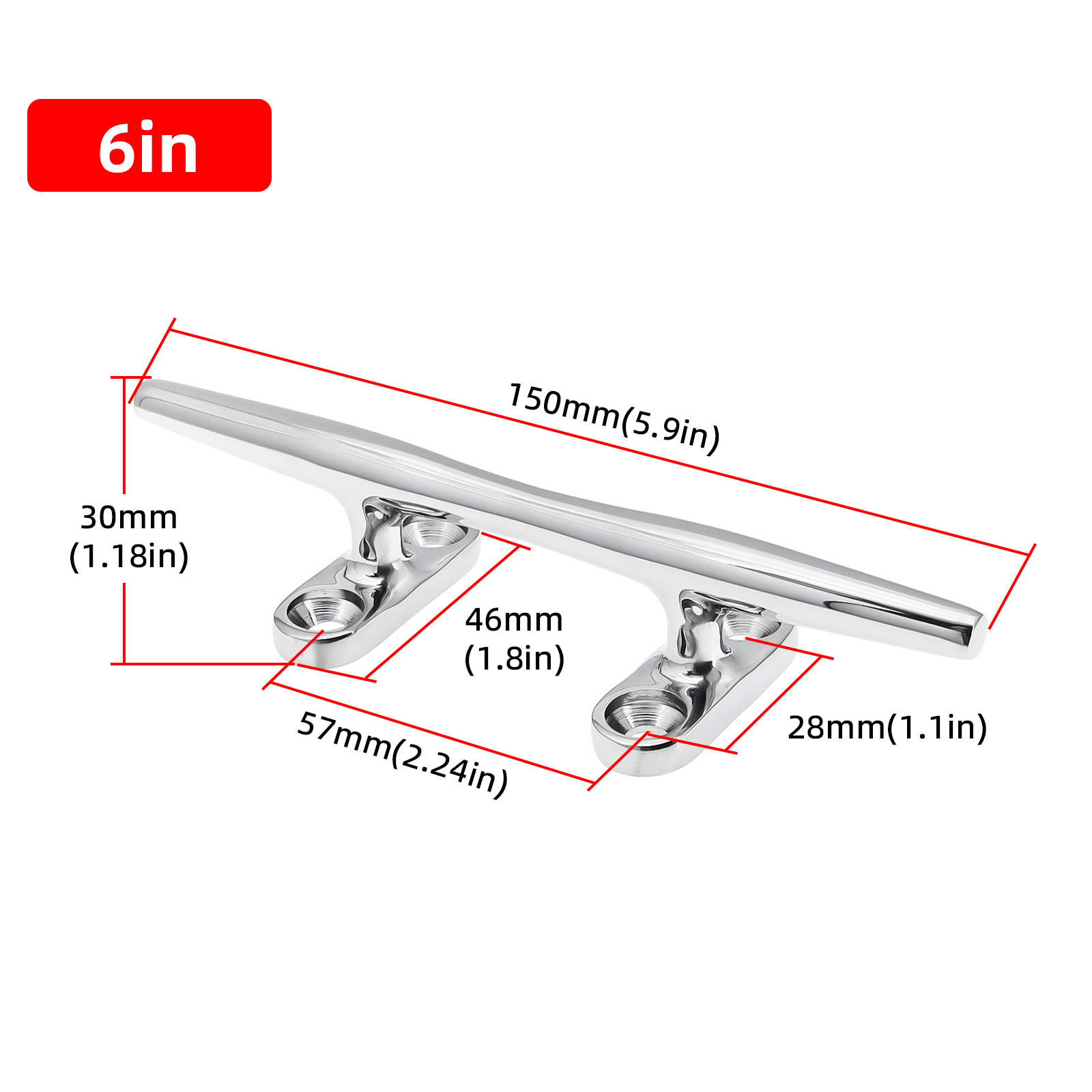 4/5/6 // 8/10/12 Inch Ligplaats Schoenplaten 316 Roestvrijstalen Boot Klampen Lage Platte Klamp Zware Boot Holle Basis Schoenplaatjes Voor Boot: Rood