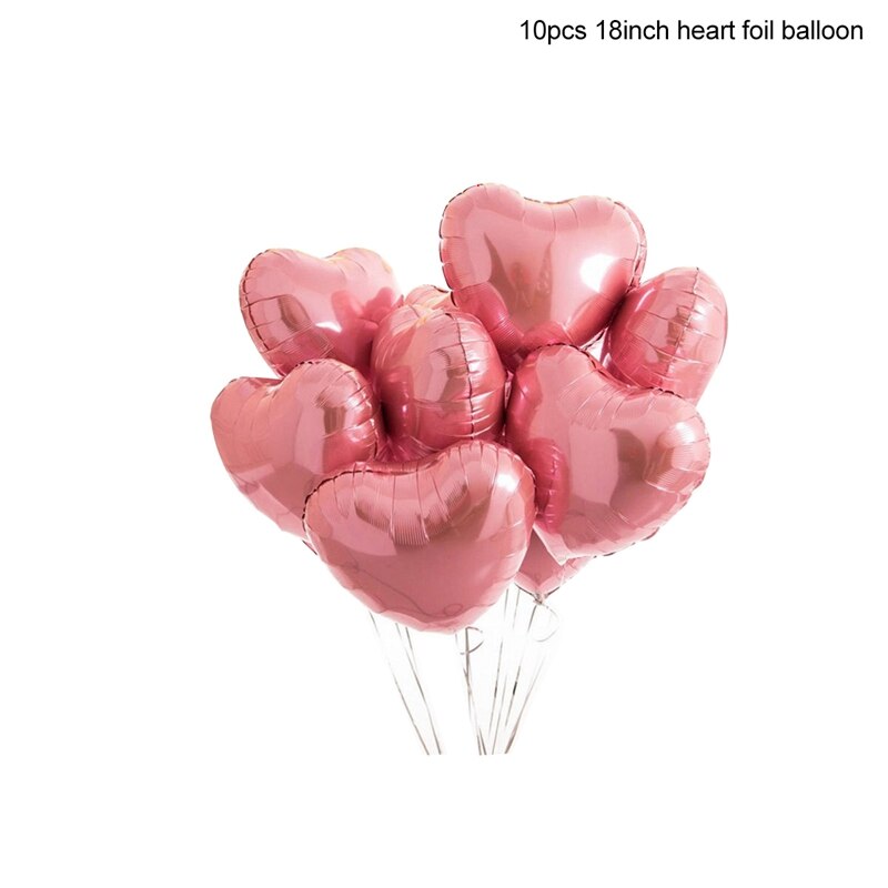 10 stk multi rose guld hjertefolie balloner helium ballon fødselsdagsfest dekorationer børn voksen bryllup valentinsdag balloner: Lyserød