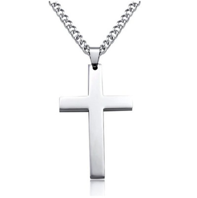 Cross Kettingen Voor Mannen Roestvrij Staal Gouden Kleur Mannelijke Hanger Kettingen Gebed Sieraden Vriend: Silver
