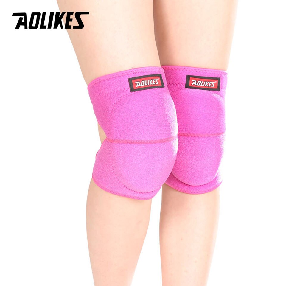 AOLIKES 2 Pz/lotto Pallavolo Ginocchiere Spugna Spessa sport Supporto Ginocchiere per il cestino Danza joelheira rodilleras protettore: rosa / L
