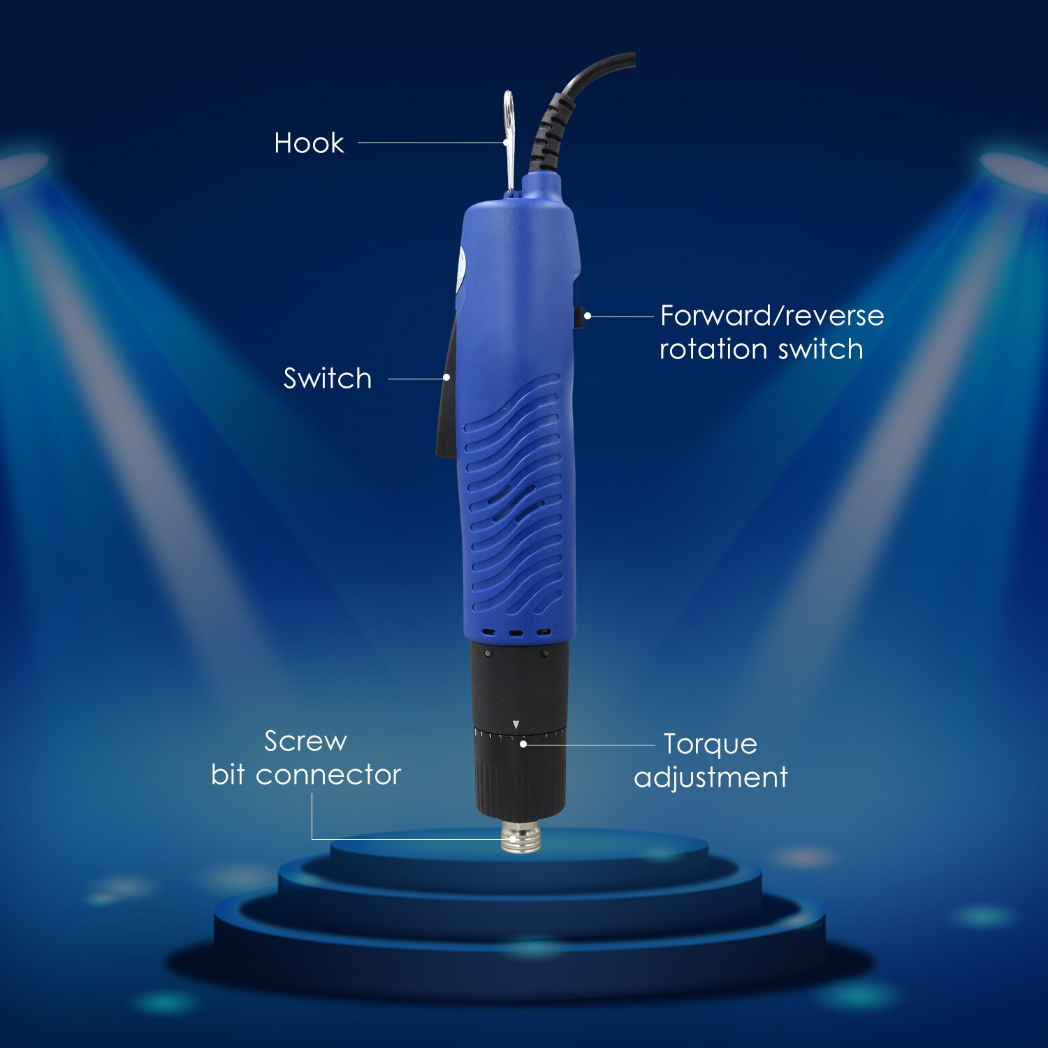 AC 220V Electric Screwdriver Handheld Corded Electric Screw Driver Adjustable Torque 1/4-in Screw Bit Diameter Repair Tool