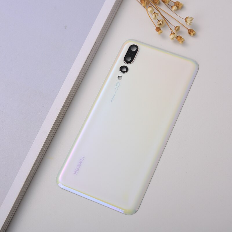 Huawei  p20 pro  p 20 bagcover batteri glas bagdør kabinet panel taske til clt -al01 eml -al00 & kamera linse telefon udskiftning: P20 hvide