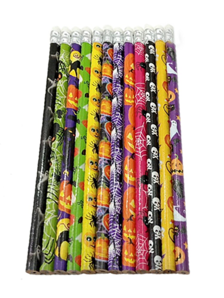 Crayons en bois thème Halloween, crayons en Graphite HB pour l'école et le bureau, papeterie mignonne