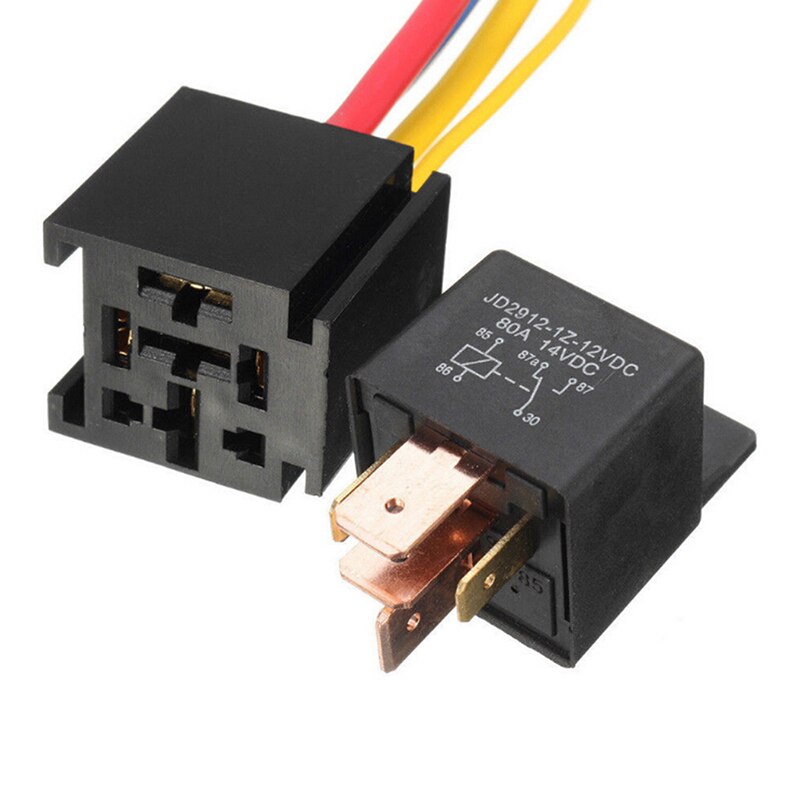 1pc 12v 80a 5 pin dc spdt bilreléer + stikkontakt bilstarter autorelé universell