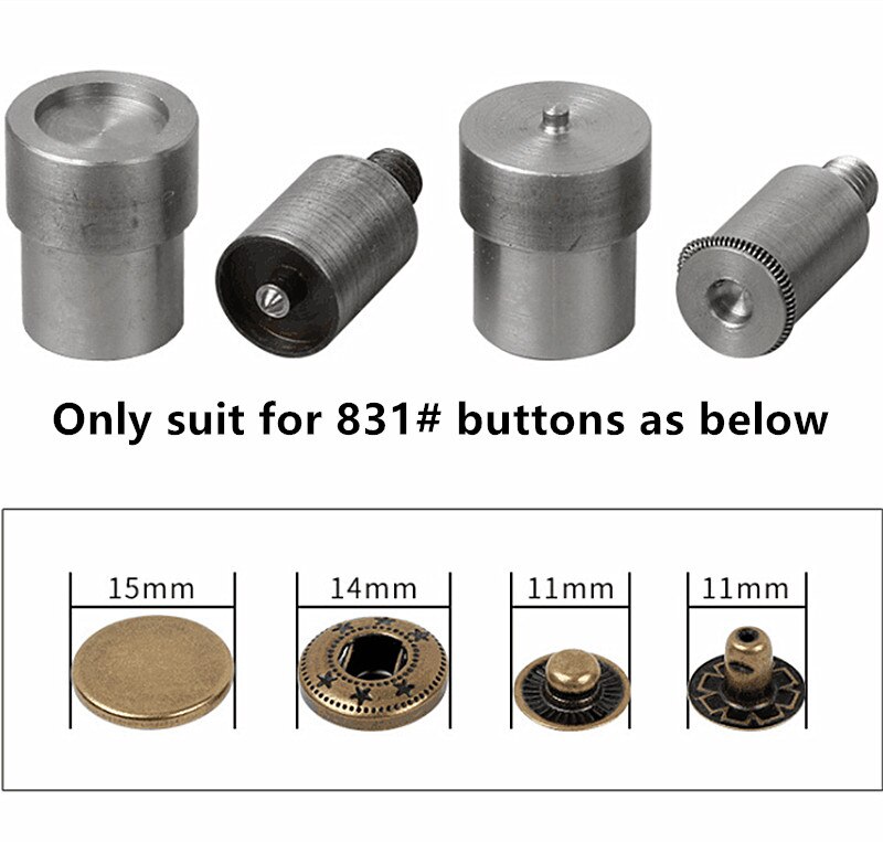 1pc Metal Snap Knoppen Klinknagels Jeans Knoppen Oogjes Sterven Persmachine voor Installeren Knoppen Ponsen Persmachine Mold + 1pc Handschoen: 831 buttons mold