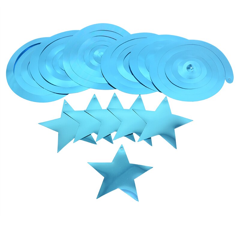 6pcs/set Happy Birthday Spiral Banner Ceiling Hanging Decor Star Garland PVC Swirl Banner for Kids Birthday Party Decoration: B14