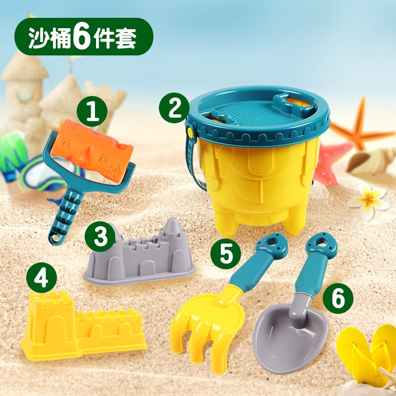 Giocattoli da spiaggia estivi giochi da bagno per bambini carrello di sabbia Set di strumenti per secchiello Beach Party Sport giocattolo all&#39;aperto gioco educativo per acqua ragazzo regalo per bambini: A3 6pcs set