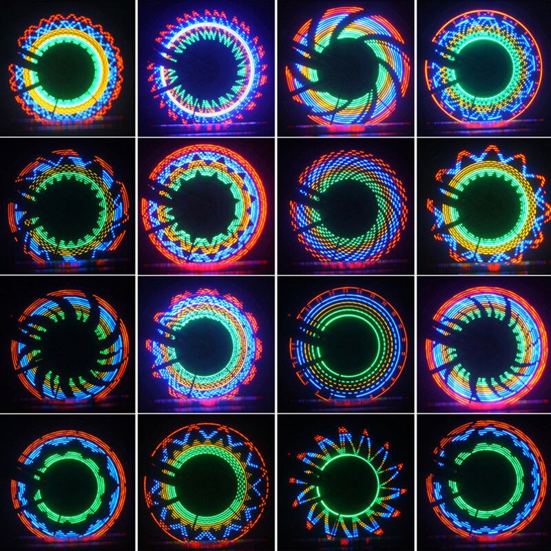 Bicycle Spoke Light Waterproof 32 LED Lights Display Bright Colorful Patterns Full Bicycle Cycling Wheel Change Spoke Light Lamp