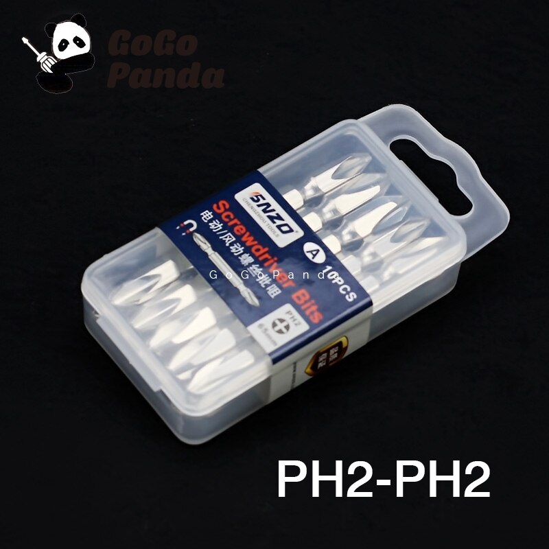 10Pcs/lot PH2 Magnetic Phillips Bits Double End Hex Shank 65mm Electric Screwdriver Bits SL6: PH2-PH2