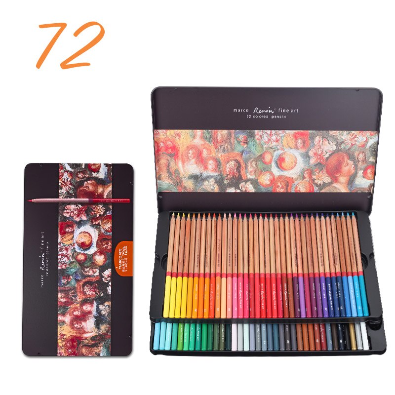 Marco Renoir 24/36/48/72/100 Colors Pencil Set lapices de colores profesionales Crayons Colouring Drawing Pencils Set: 72 color tin box