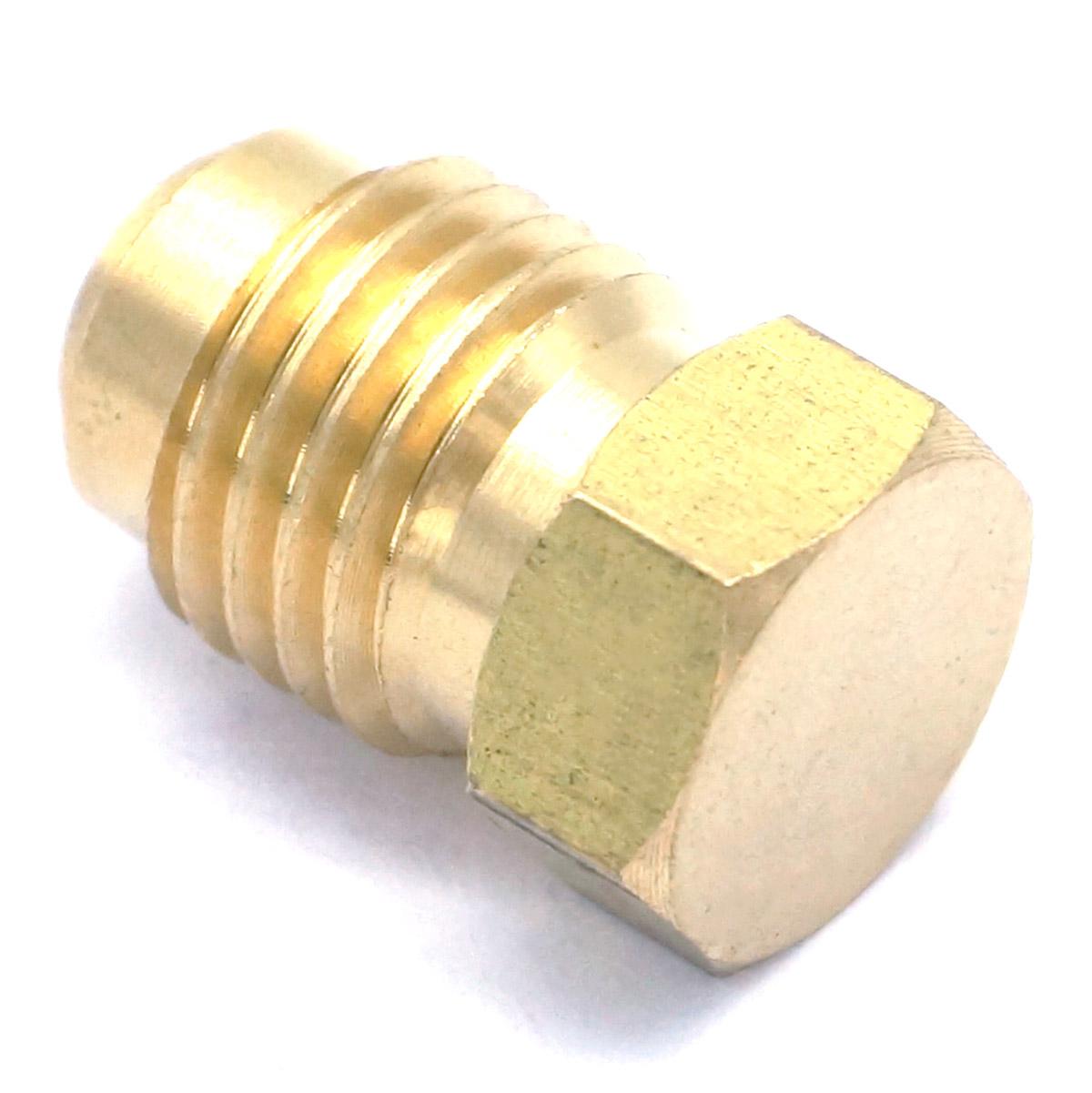 SAE Thread 7/16"-20 UNF Fit Tube OD 1/4" End Plug Brass SAE 45 Degree Pipe Fitting Adapter