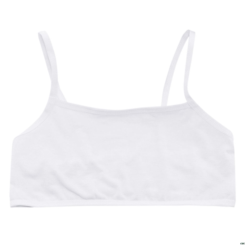 Puberté adolescente sous-vêtements en coton étudiant brassière soutien-gorge d'entraînement couleur unie: WHITE