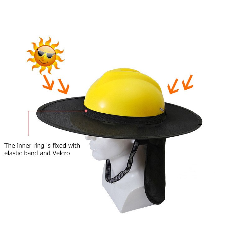 Casque de Protection accessoires ombre Protection solaire travail homme chantier extérieur Occlude Anti-UV noir bord rond respirant sécurité