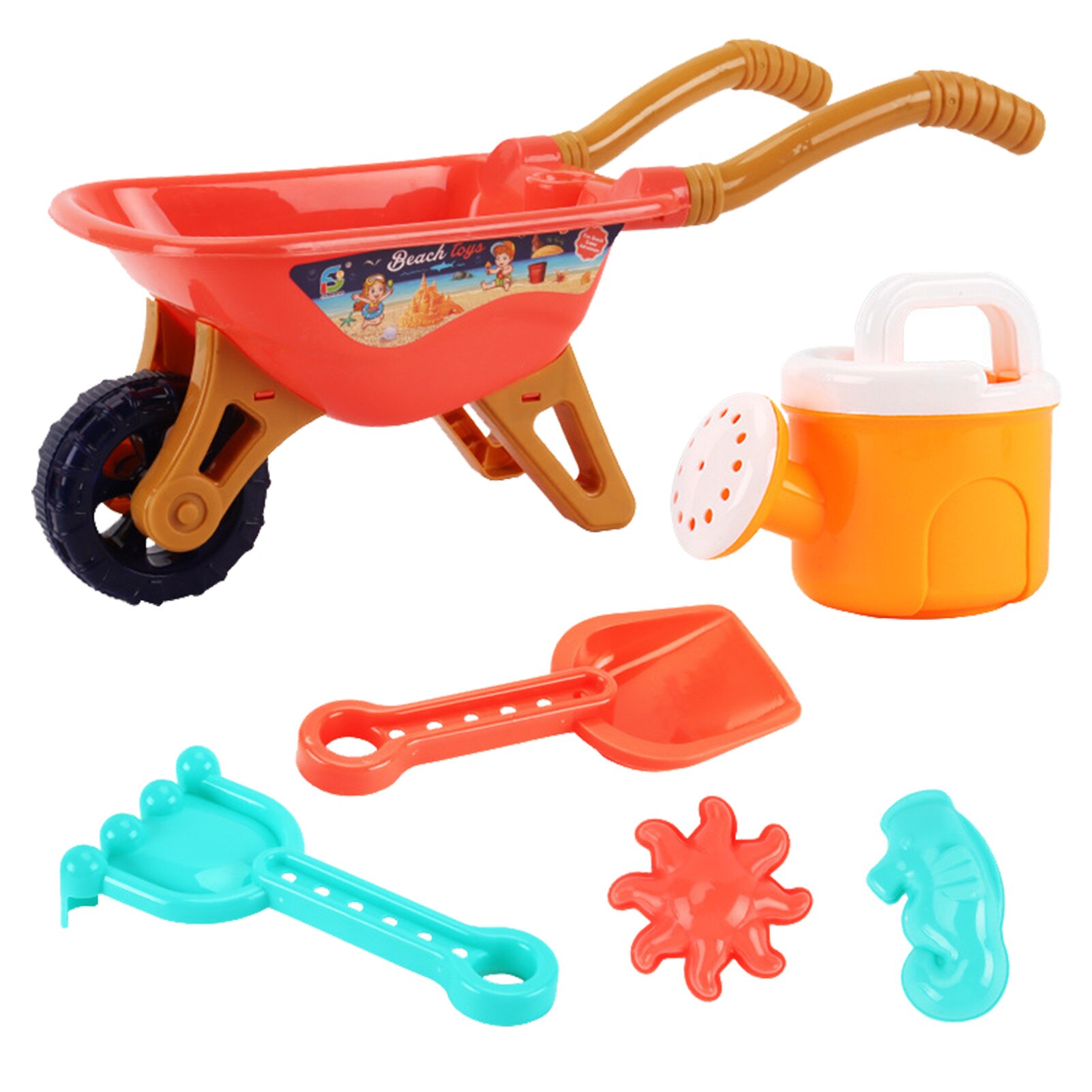 6 Stuks Zomer Strand Speelgoed Veilig Kinderen Zand Speelgoed Set Gereedschap Zomer Outdoor Speelgoed Voor Jongens En Meisjes: Orange