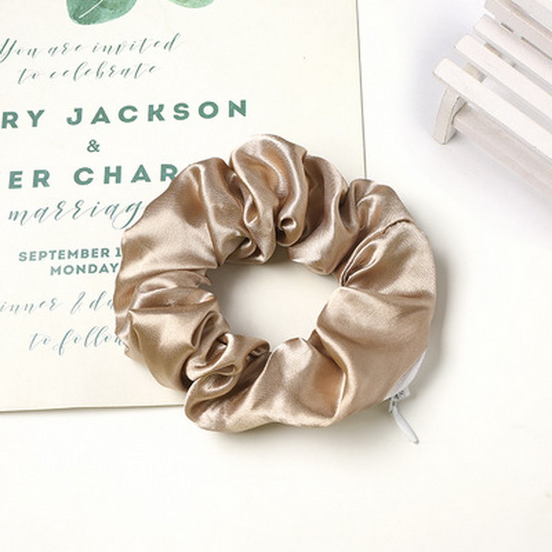 Women Satin Zip Scrunchies Elastic Velvet Hairbands Leopard Crunchy Hair Ties Pocket Scrunchie Holder With Zipper Headwear