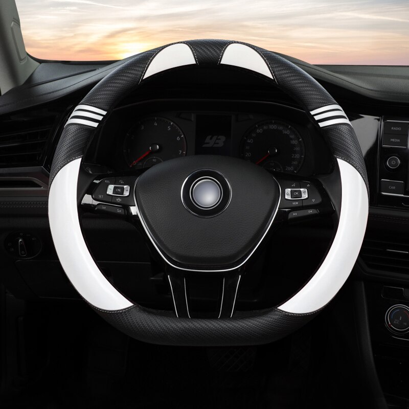 Fundas de volante de coche de cuero ecológico de cobertura completa, Funda de cuero PU para volante de ford ranger s-max smax tourneo connect