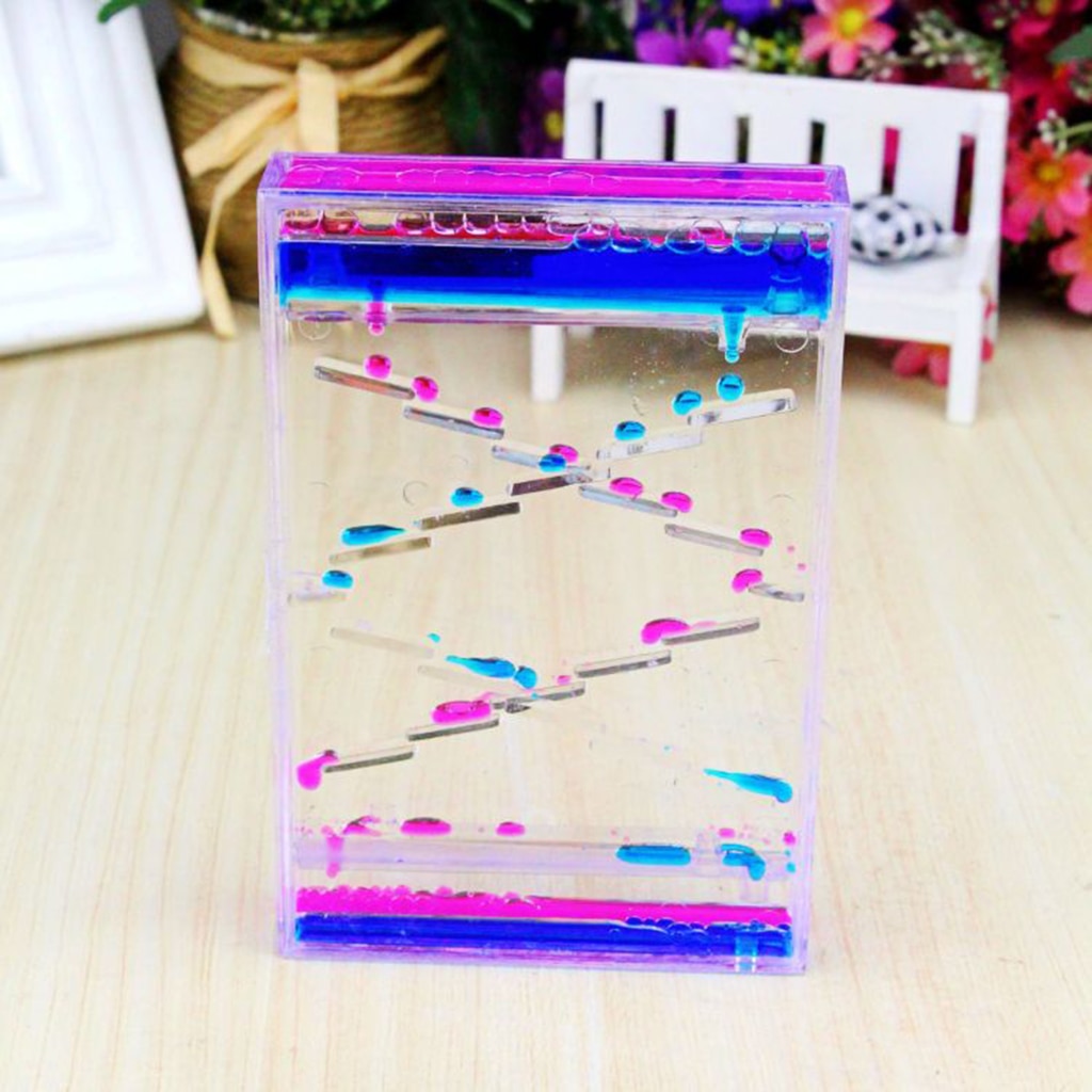 Vierkante Slide Mix Illusion Drijvende Gekleurde Olie Zandloper Vloeibare Motion Timer Kids Educatief Zintuiglijke Speelgoed-Blauw + Roze