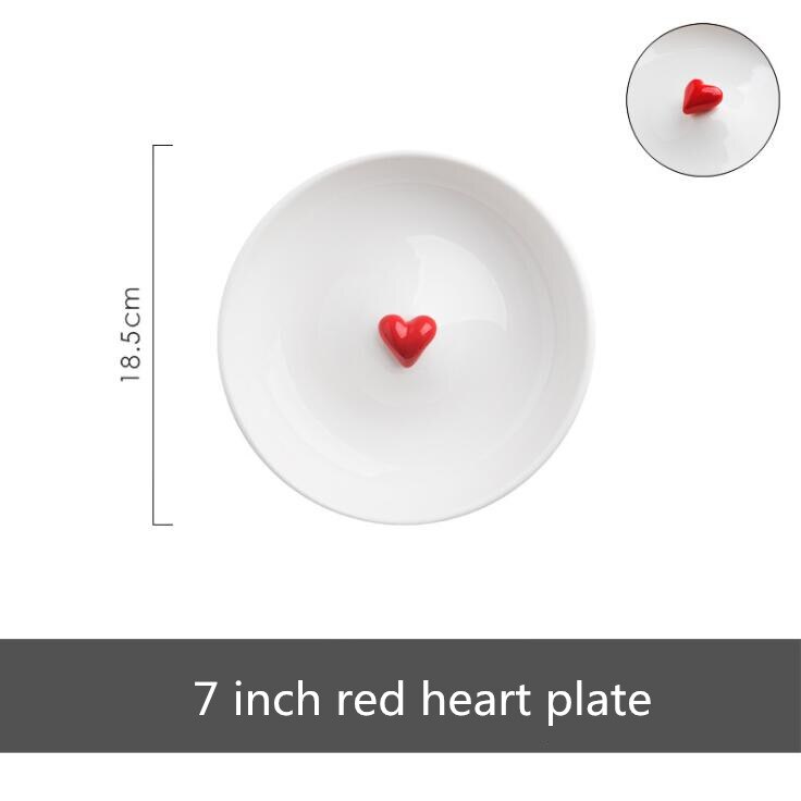 Eksportert til japan håndlaget tredimensjonalt lite hus stor dyp tallerken/nordisk kjærlighet servise salat tallerken bolle: 7 tommers hjerteplate